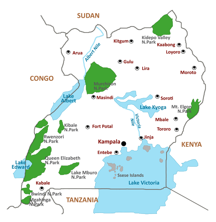 Uganda Tourist Map