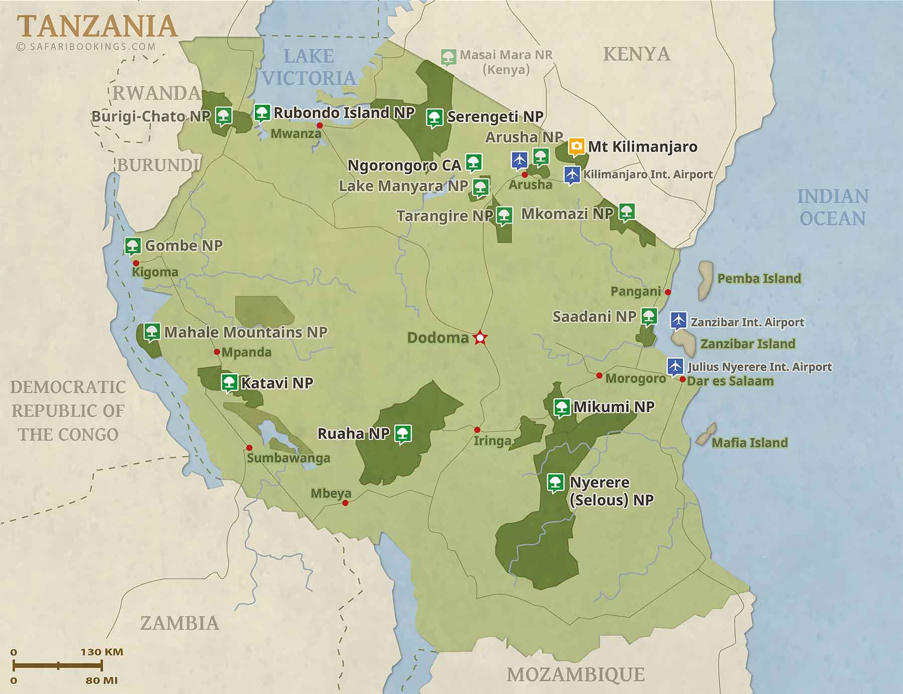Tanzania Tourist Map